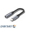 Перехідник Lightning to 3.5mm 0.1m cotton braided aluminum gray Vention (BMBHA)