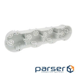 Підрозетник в тверді стіни, чотирьохкратний, ПВХ, сірий, 285х70х45мм (KP 64/4_KA) (KP 64/4_KA)