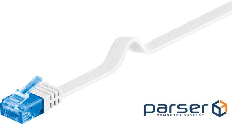 Патч-корд неекранований RJ45 UTP6a 0.5m,patch AWG30 Flat OD=1.5x6.0mm Cu,білий (75.09.6303-10) (75.09.6303-10)