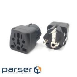 Перехідник WY-9, 250V / 10A, Black, BOX (WY-9B) WY-9, 250V / 10A, Black, BOX (WY-9B)