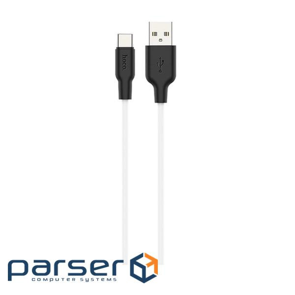 Кабель HOCO X21 Plus USB to Type-C 3A, 2m, silicone, silicone connectors, Black+Whit (6931474713889)