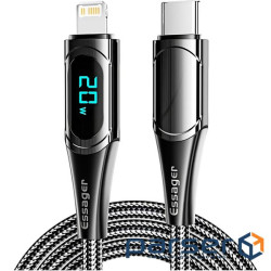Дата кабель USB-C to Lightning 1.0m 20W Digital Display black Essager (EXCTL-YD01)