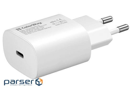 Зарядний пристрій ColorWay Power Delivery Port PPS USB Type-C (25W) white (CW-CHS033PD-WT)