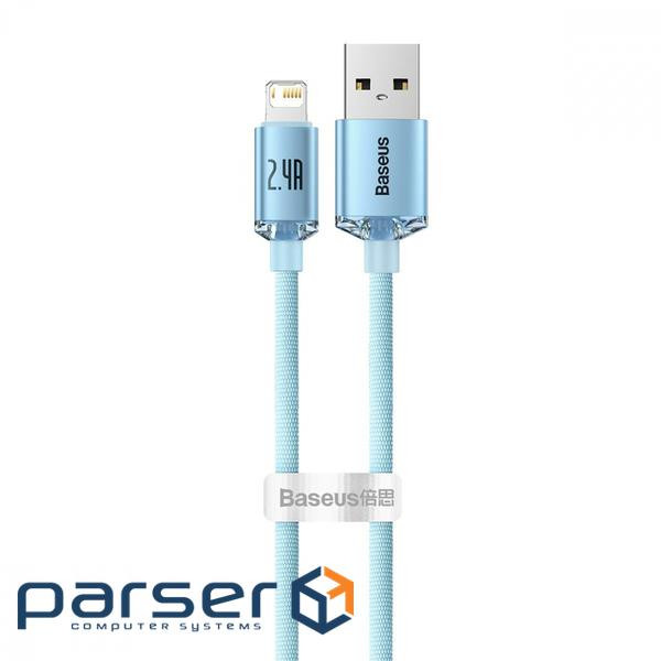 Кабель BASEUS Crystal Shine Series Fast Charging Data Cable USB to iP 2.4A 1.2м Sky Blu (CAJY001103)