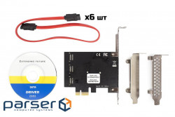 Controller FRIME PCIe x1 to 6xSATAIII, 88SE9215+ASM1093 (ECF-PCIETO6SATAIII002.LP)