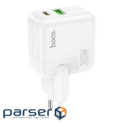 Зарядний пристрій HOCO C111A Lucky 1xUSB-C PD30W + 1xUSB QC3.0 White (6931474790866)