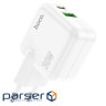 Зарядний пристрій HOCO C111A Lucky 1xUSB-C PD30W + 1xUSB QC3.0 White (6931474790866)