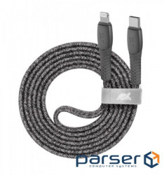 USB 2.0 Lighting/Type-C cable, fabric braided, 1.2 m, 3 A, 60 W, gray (PS6107 GR12)
