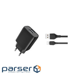 Зарядний пристрій XO L54 2xUSB 12W + cable USB to Lightning black (XO-L57-LGHT-BK)