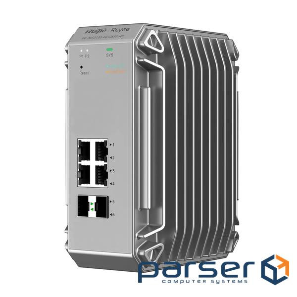 Комутатор Ruijie Reyee RG-NIS3100-4GT2SFP-HP (4xGE PoE+, 2xSFP Uplink, Cloud Managed, L2, max PoE 1