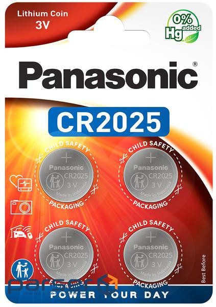 Battery Panasonic lithium CR2025 blister, 4 pcs . (CR-2025EL/4B)