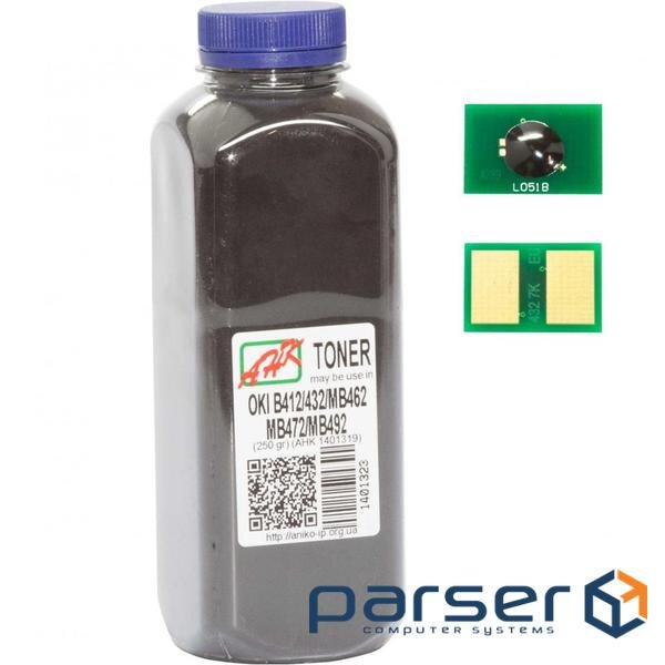 Тонер OKI B412/432/MB462 250г Black +chip AHK (1401339)