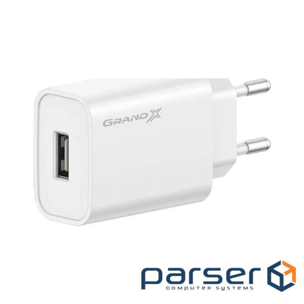 Зарядний пристрій Grand-X Quick Charge QС3.0, + cable USB -> Type C 1m white (CH-550WT)