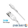 Зарядний пристрій Grand-X Quick Charge QС3.0, + cable USB -> Type C 1m white (CH-550WT)
