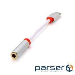 Перехідник KY-201 Type-C(M) / Jack 3.5mm(F), 5см, White / Black, Box , White / Black, Box