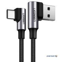 Дата кабель Ugreen USB 2.0 AM to Type-C 1.0m US176 Both Angled 3A (Black) (20856)