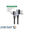 Дата кабель Ugreen USB 2.0 AM to Type-C 1.0m US176 Both Angled 3A (Black) (20856)