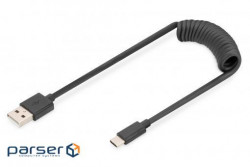 Cable DIGITUS USB 2.0 (AM/CM) spiral 0.32-1.0m, black (AK-300430-006-S)