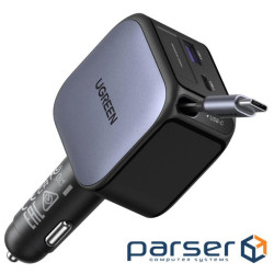 Зарядний пристрій Ugreen Car charger USB-C PD90W + cable USB-C to USB-C retractable (55909B)