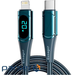 Дата кабель USB-C to Lightning 1.0m 20W Digital Display blue Essager (EXCTL-YD03)
