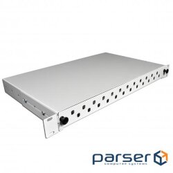 Патч-панель 24 порти ST / FC, порожня, 1U, каб.вводі для 6xPG13.5 + 6xPG16, сіра (UA-FOPE24ST-G)