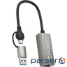 Адаптер USB-C + USB A to RJ45 Ethernet 100Mbps XO (HUB018.black)