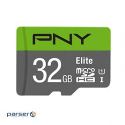 PNY Flash Memory P-SDU32GU185GW-GE 32GB uSDHC UI-U1 R100 GRN ELT GE Retail