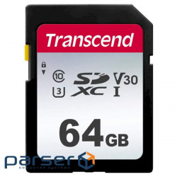 Карта памяти TRANSCEND SDXC 64GB UHS-I U3 V30 Class 10 (TS64GSDC300S)