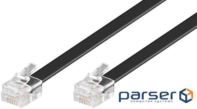 Кабель телефонний  RJ12 M/ M 3.0m,плаский 6pin 1:1,HQ,чорний (75.05.0321-240)