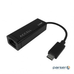 Accell Accessory U187B-007B-2 USB-C to 2.5G Ethernet Adapter 7 inches Black Poly bag