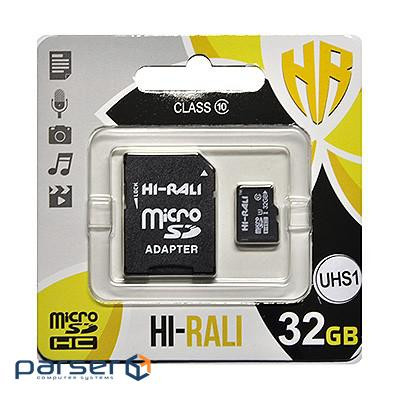 Карта пам'яті HI-RALI microSDHC 32GB class 10 (UHS-1) (з адаптером ) (HI-32GBSD10U1-01)