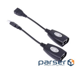 Подовжувач пристроїв USB2.0 A M/F (over RJ45),x1 40m Pas,чорний (62.09.8443-1) (62.09.8443-1)