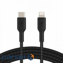 Дата кабель USB 2.0 AM to Lightning 1.0m BRAIDED black Belkin (CAA004BT1MBK)