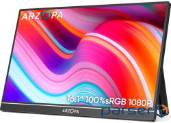 Монітор 16.1 '' Arzopa G1 Game (Z1RC), Black, WLED, IPS, 2560x1600, 16:9, 5 мс, 144 Гц, 250 кд/м 2, 120
