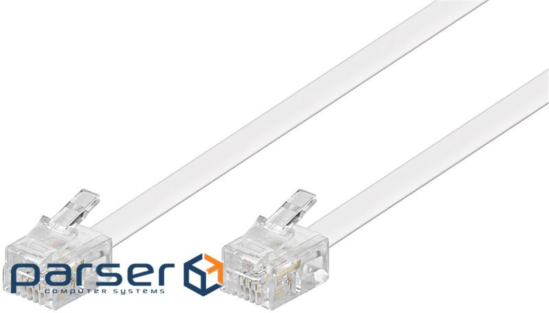 Кабель телефонний RJ12 M/M 15.0m, плоский 6P4C AWG28 1:1, білий (75.09.3065-1)