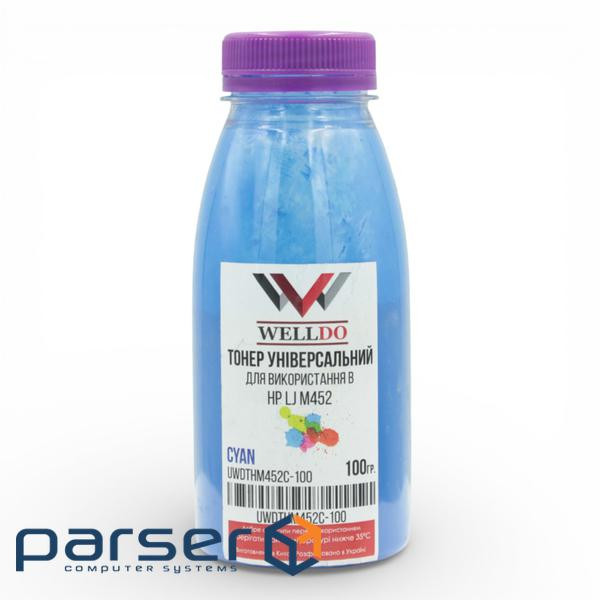 Тонер HP CLJ M252/277/452/Canon MF-631/632/633, фасовка, cyan 100г Welldo (UWDTHM452C-100)