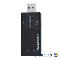 USB тестер Keweisi KWS-10VA напруги (3-8V) і струму (0-3A), Black (0-3A), Black