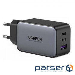 Зарядний пристрій Ugreen 3xUSB 65W GaN (2х USB-C+USB-A) CD244 Grey (10335)