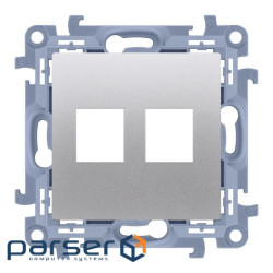 Адаптер информационный SIMON10 2xRJ45 Keystone, серебро (CKP2.01/43)