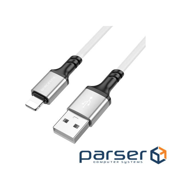 Дата кабель USB 2.0 AM to Lightning silicone BX83 white BOROFONE (6974443386363)