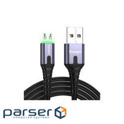 Дата кабель USB 2.0 AM to Micro 5P 2.0m 2.4A LED black Essager (EXCM-XGA0G)
