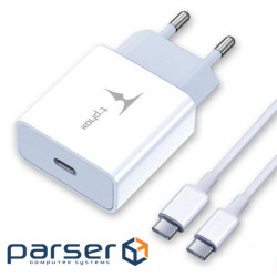 Charger T-Phox PD 18W Charger + Type-C-C 60W cable 1m (White) (T-P01(W)+Type-C)