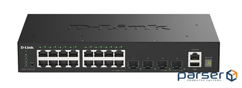 Комутатор D-Link DGS-1530-20 16xGE, 4xSFP+ Керований. L2+