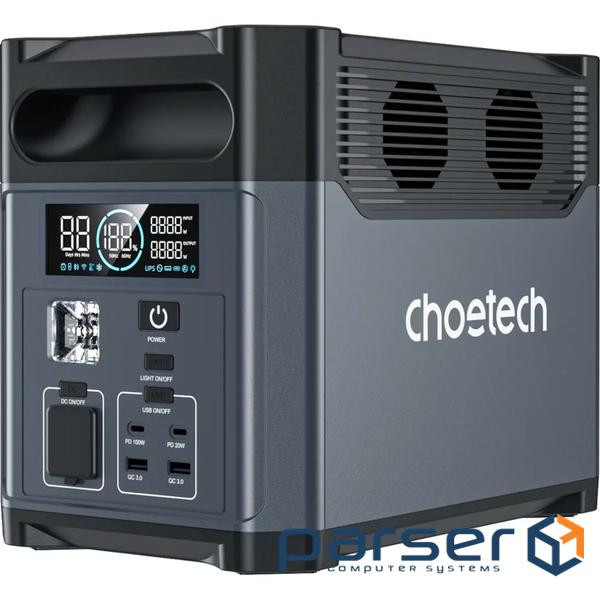 Зарядна станція Choetech BS061 1200Вт (1024Вт/г) AC,LiFePo4,MPPT, UPS, USB-C PD100 Вт (BS061-EU-GY) (BS061-EU-GY)