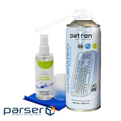 Набір Patron, що чистить: спрей для екранів 120 мл, серветка з мікрофібри, стислий віз (CS-PN-BUNDL-11)