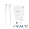 Зарядний пристрій HOCO C106A Leisure USB + cable USB to USB-C 10.5W White (6931474783912)