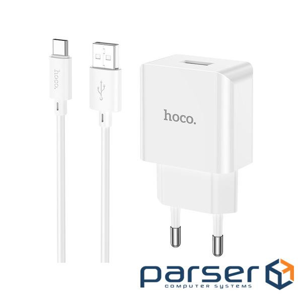 Зарядний пристрій HOCO C106A Leisure USB + cable USB to USB-C 10.5W White (6931474783912)