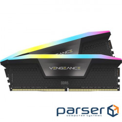 Модуль пам'яті CORSAIR Vengeance RGB Black DDR5 6400MHz 64GB Kit 2x32GB (CMH64GX5M2B6400C32)