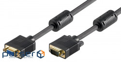 VGA HD15 M/F monitor extension cable 2.0m, D=8.0mm 2xShielded Ferrite Gold, black (75.05.0136-1)