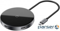 USB хаб + бездротовий зарядний пристрій (10W) Baseus Circular Mirror Wireless Charger (WXJMY-0G)